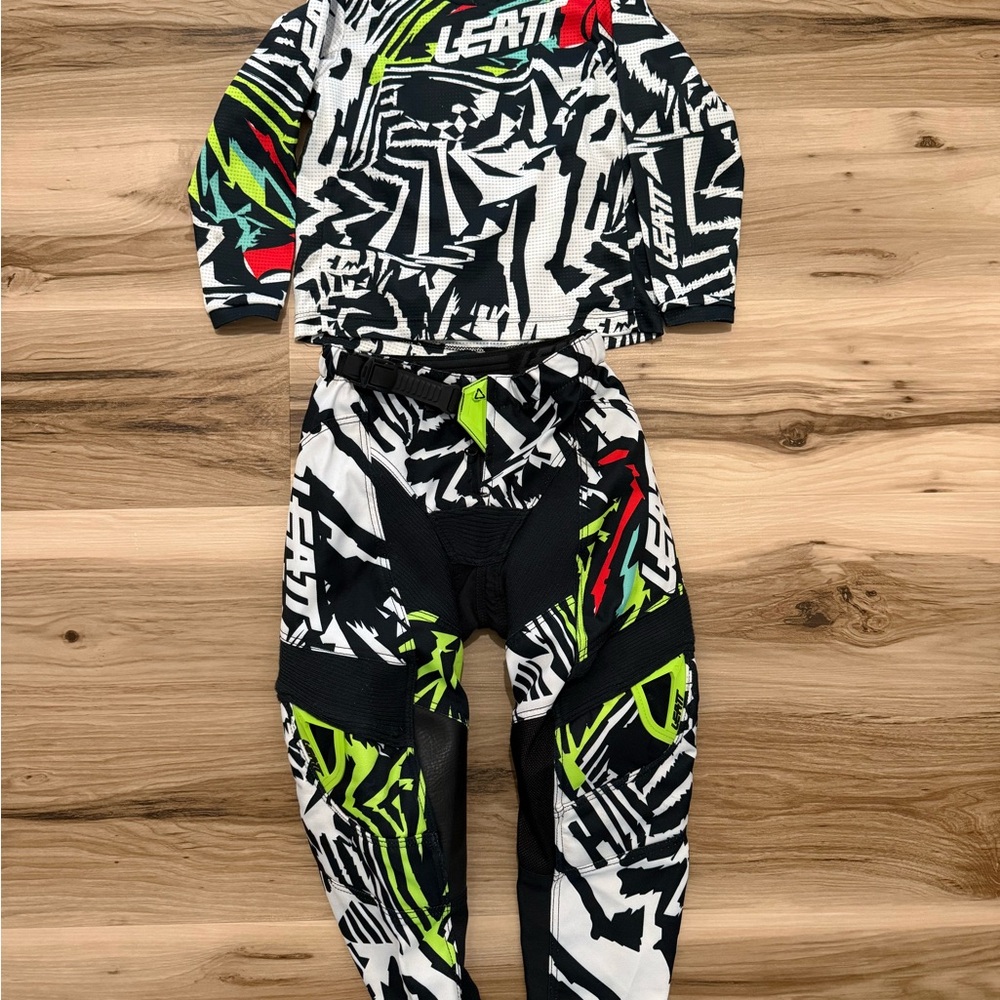 Leatt Black and White Motocross Gear Set